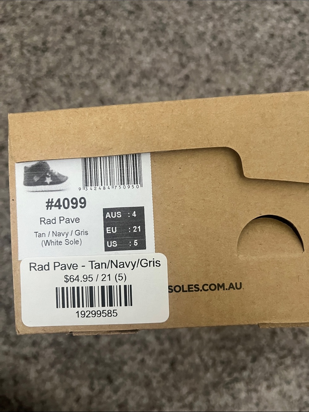 Old Soles Toddler Boy's Leather 4099 Rad Pave Casual Shoes - Tan/Navy - Size 5 - Picture 6 of 6